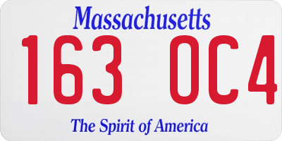 MA license plate 163OC4