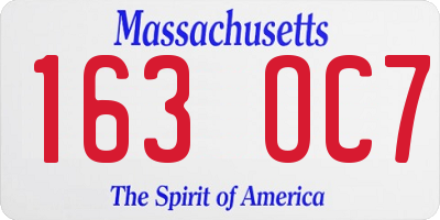 MA license plate 163OC7