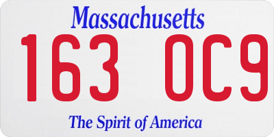 MA license plate 163OC9