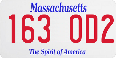 MA license plate 163OD2