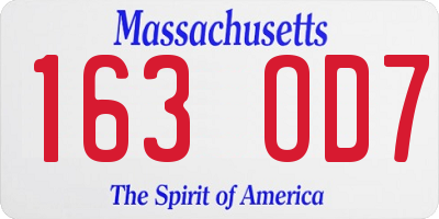MA license plate 163OD7