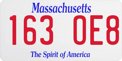 MA license plate 163OE8