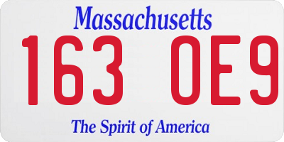 MA license plate 163OE9