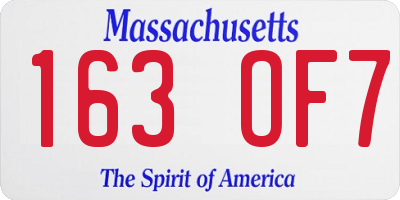 MA license plate 163OF7