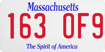 MA license plate 163OF9