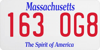 MA license plate 163OG8