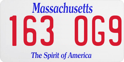 MA license plate 163OG9