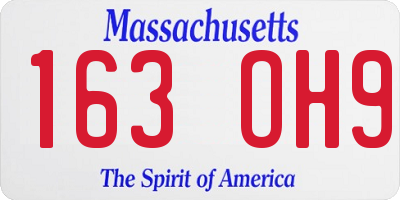 MA license plate 163OH9