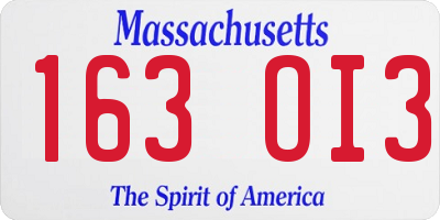 MA license plate 163OI3