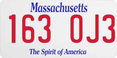 MA license plate 163OJ3