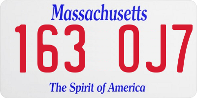 MA license plate 163OJ7