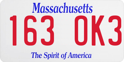 MA license plate 163OK3