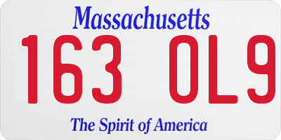MA license plate 163OL9