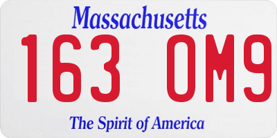 MA license plate 163OM9