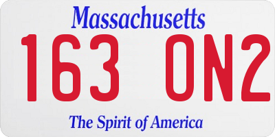MA license plate 163ON2