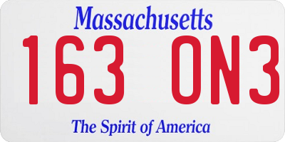 MA license plate 163ON3