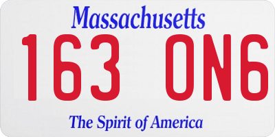 MA license plate 163ON6