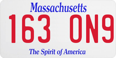 MA license plate 163ON9