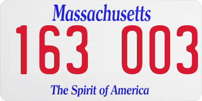 MA license plate 163OO3