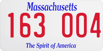 MA license plate 163OO4