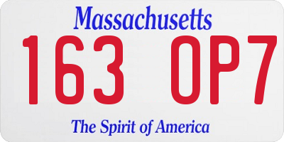 MA license plate 163OP7