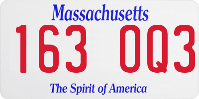 MA license plate 163OQ3