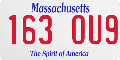 MA license plate 163OU9