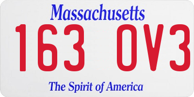 MA license plate 163OV3