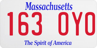 MA license plate 163OY0