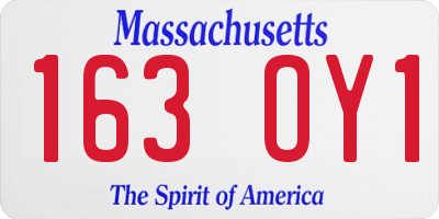 MA license plate 163OY1