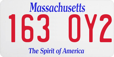 MA license plate 163OY2