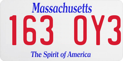 MA license plate 163OY3