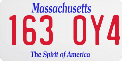 MA license plate 163OY4