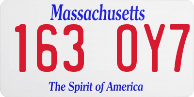 MA license plate 163OY7