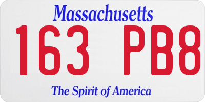 MA license plate 163PB8