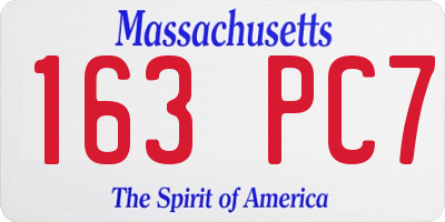 MA license plate 163PC7