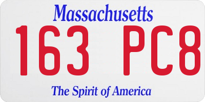 MA license plate 163PC8