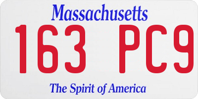MA license plate 163PC9
