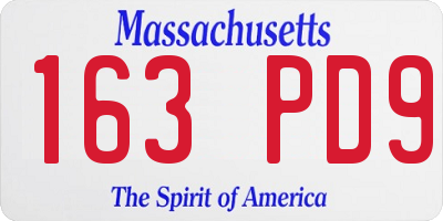MA license plate 163PD9