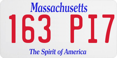 MA license plate 163PI7