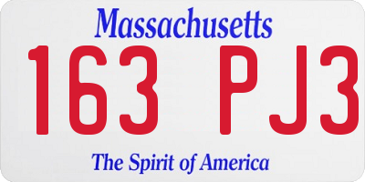 MA license plate 163PJ3