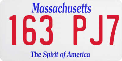 MA license plate 163PJ7