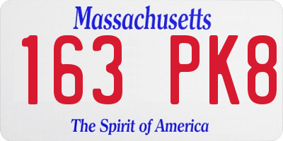 MA license plate 163PK8