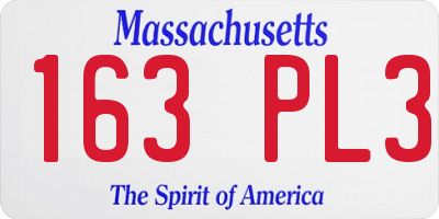 MA license plate 163PL3