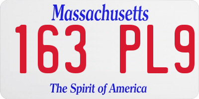 MA license plate 163PL9