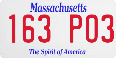 MA license plate 163PO3