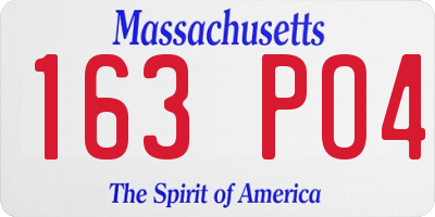MA license plate 163PO4
