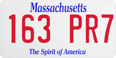 MA license plate 163PR7