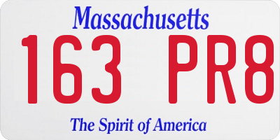 MA license plate 163PR8