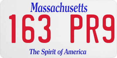MA license plate 163PR9